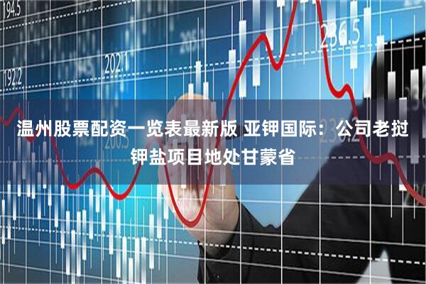 温州股票配资一览表最新版 亚钾国际：公司老挝钾盐项目地处甘蒙省