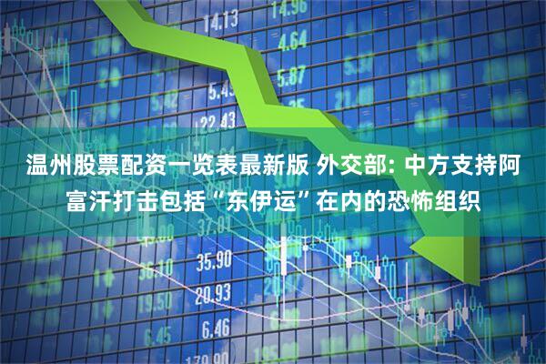 温州股票配资一览表最新版 外交部: 中方支持阿富汗打击包括“东伊运”在内的恐怖组织