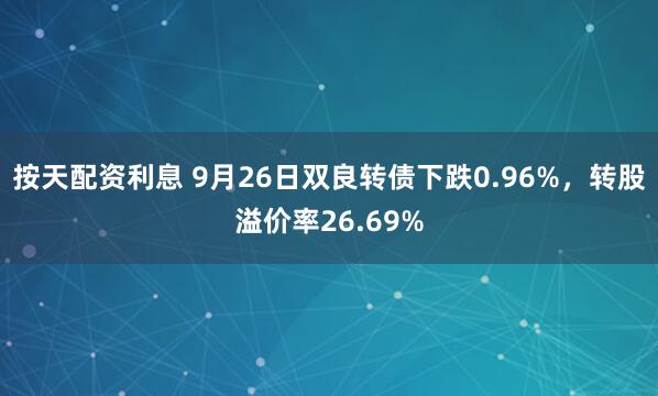 按天配资利息 9月26日双良转债下跌0.96%，转股溢价率26.69%